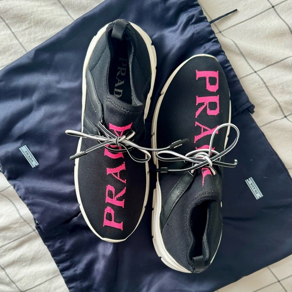 Prada XY Logo Sock Sneakers Pink/Black - Picture 2 of 3